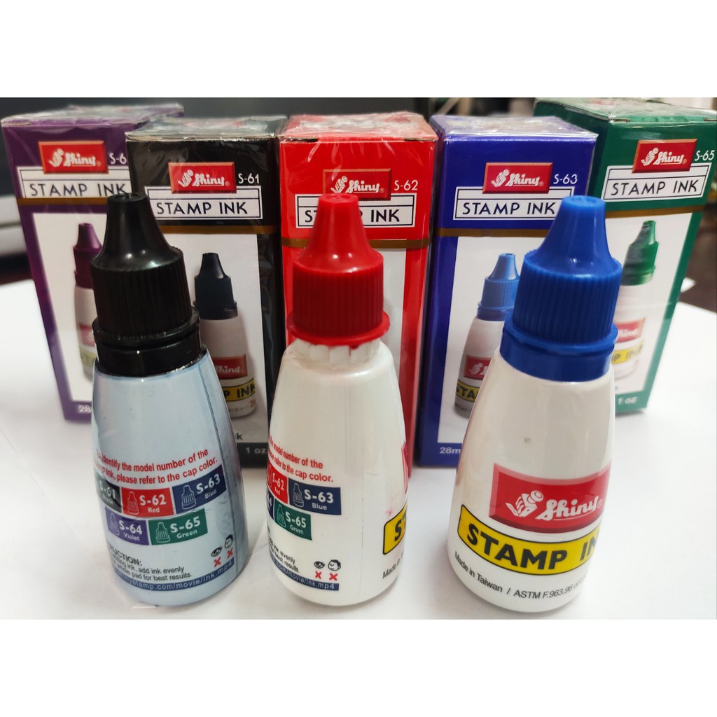 Mực đóng dấu Shiny S61(đen) - S62 (đỏ) - S63(xanh) 28ML
