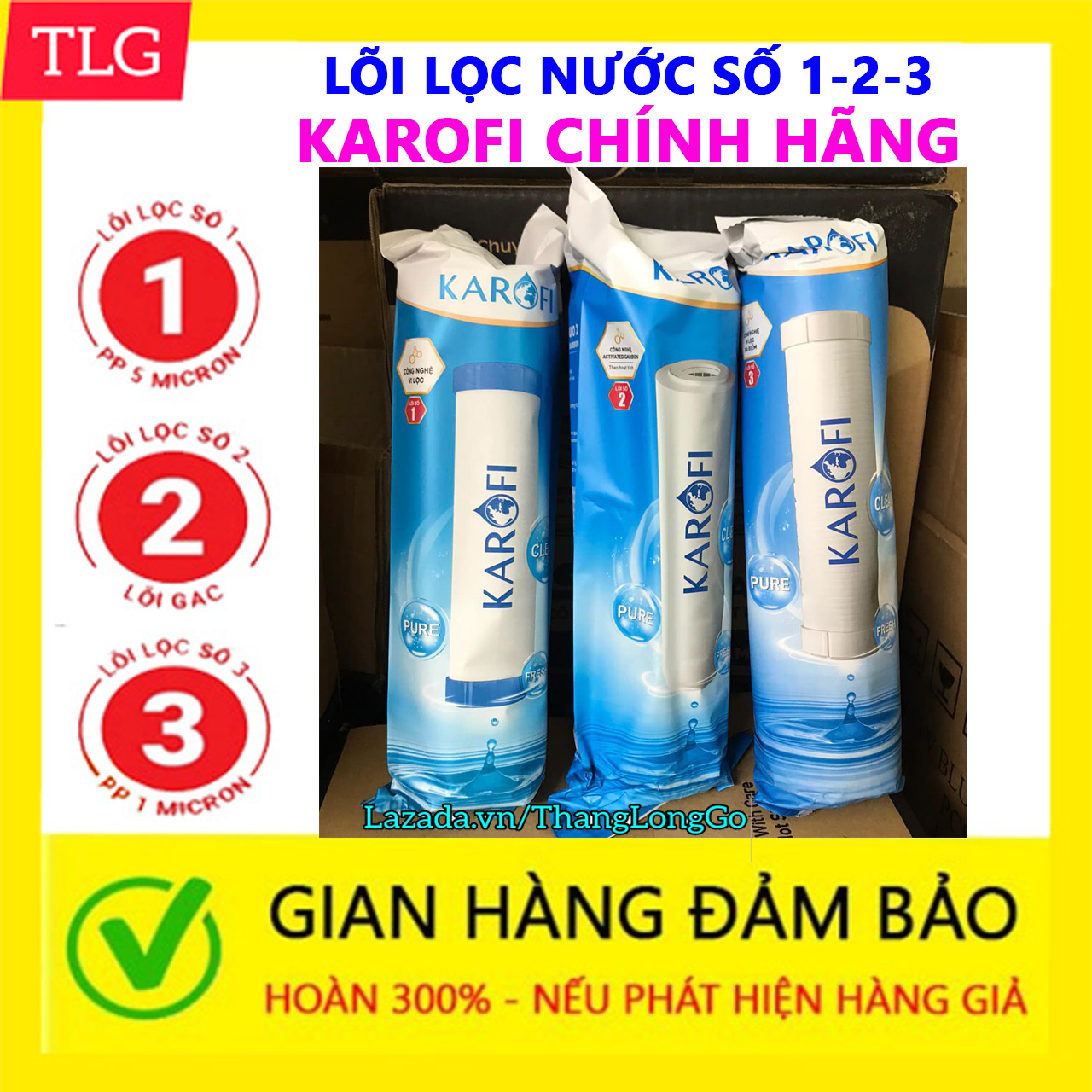 COMBO 3 LÕI LỌC NƯỚC KAROFI SỐ 1-2-3 NEW 2020