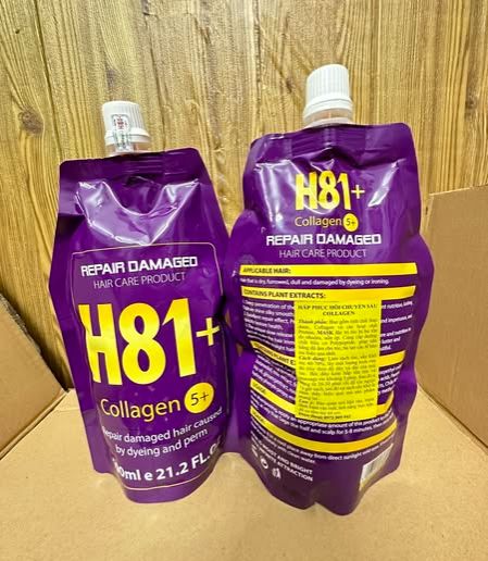 Kem Hấp dầu xả tóc hàng ngày phục hồi H81 plus colagen phục hồi hư tổn khô xơ bóng mượt chăm sóc tóc túi 600ML