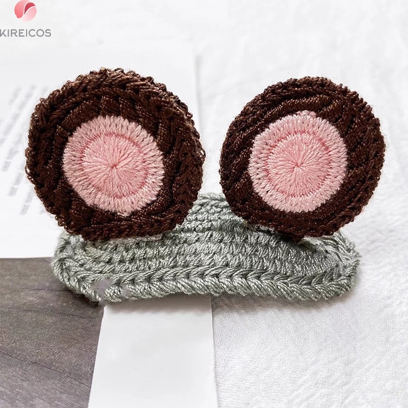 Kẹp bấm mái đan len có 2 tai cho bé siêu cute - kireicos