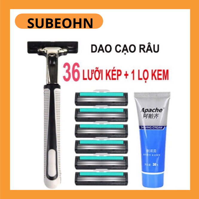Bộ dao cạo râu 36 lưỡi + 1 cán + tuýt kem bôi cạo râu