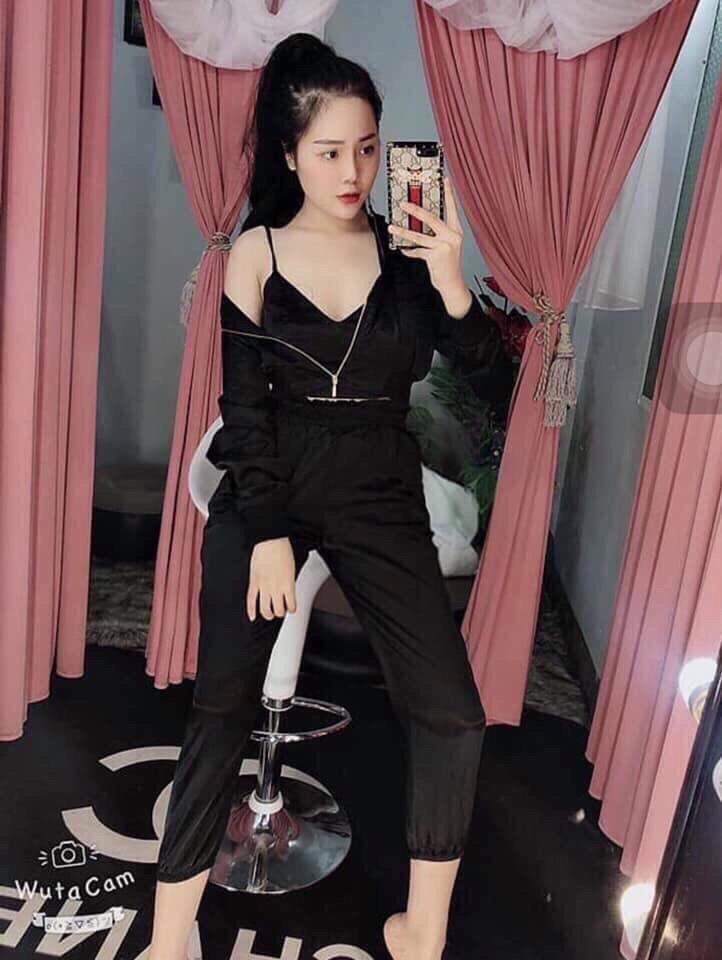 Sét thể thao phi lụa 3 món áo 2 dây + quần + áo khoác