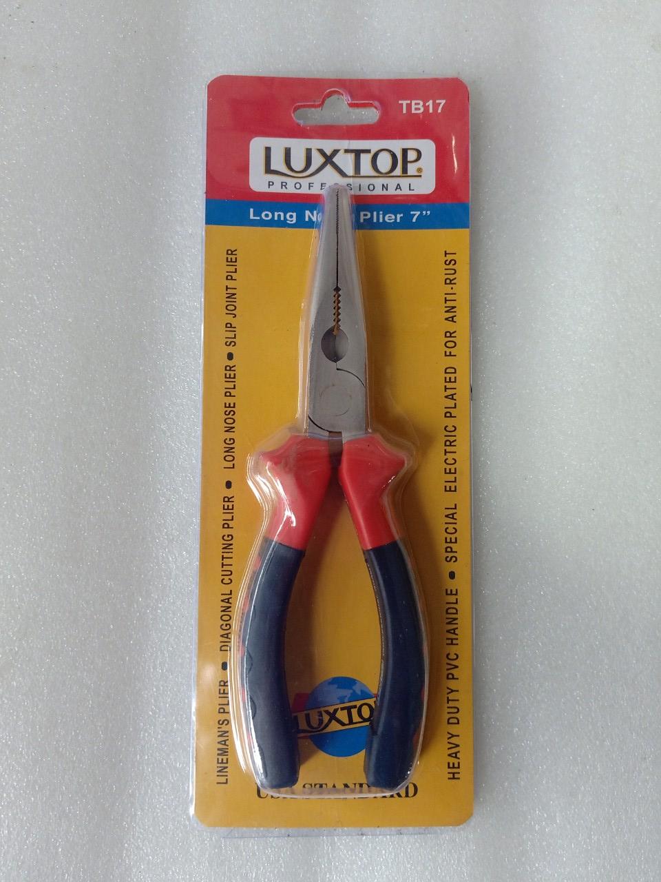 Kềm mỏ nhọn 7 inch LUXTOP đỏ đen