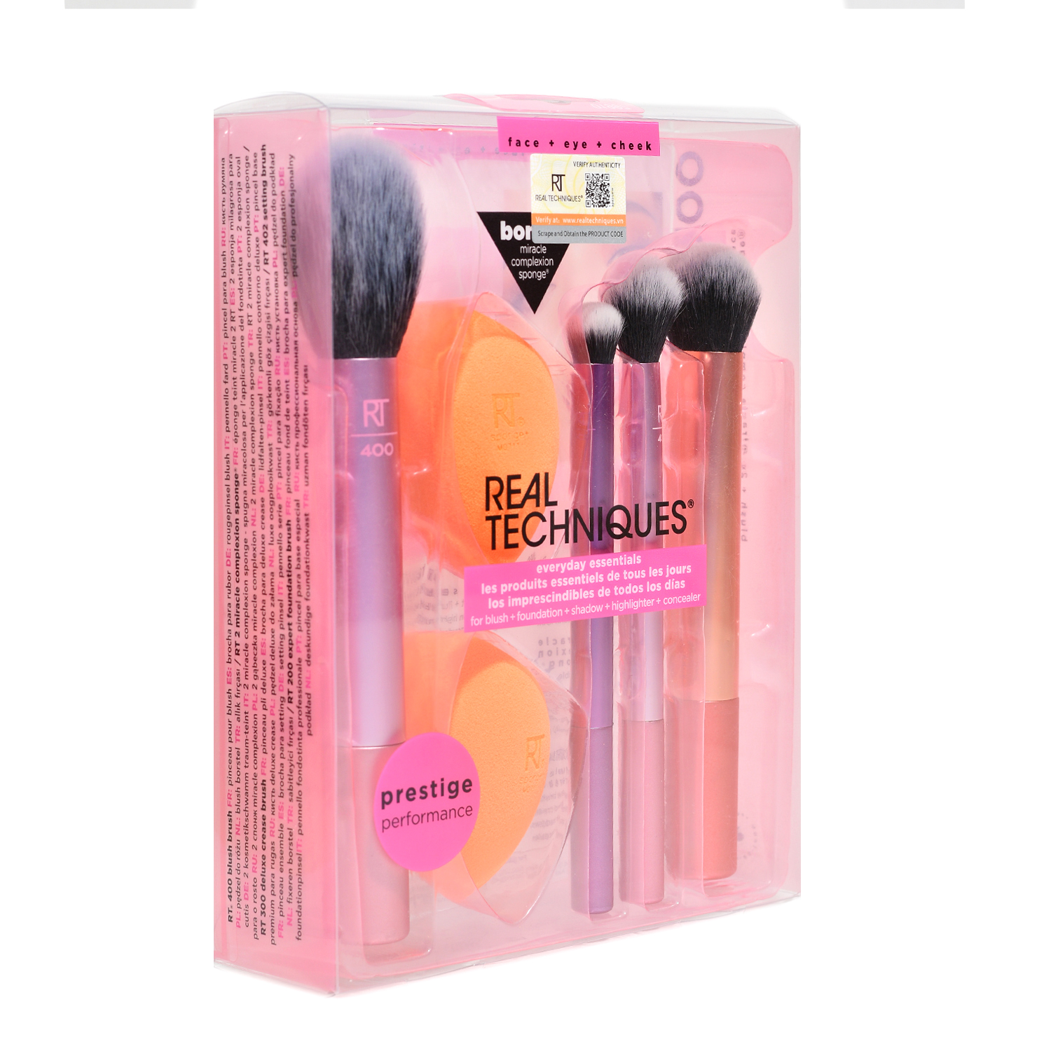 Bộ 4 Cọ Kèm 2 Mút - REAL TECHNIQUES Everyday Essentials Plus With Bonus Miracle Complexion Sponge