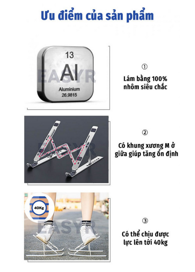 [HCM]Giá Đỡ Laptop Aluminium EASYR