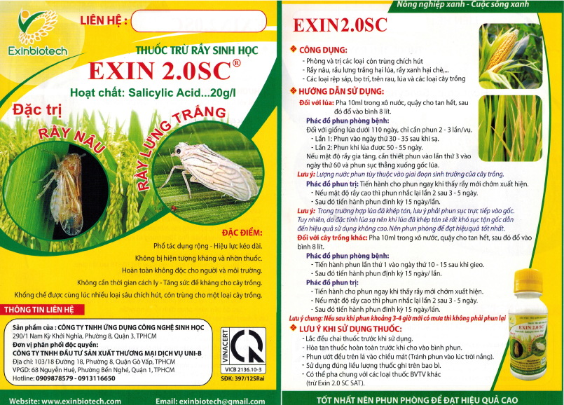 [HCM]CHẾ PHẨM TRỪ RẦY SINH HỌC EXIN 2.0 SC