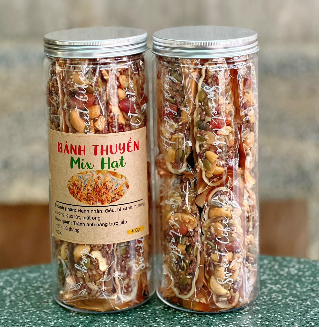 Bánh thuyền mix hạt ngũ cốc dinh dưỡng loại có gạo lứt, hộp 400gram CÔ HIỀN NUTS