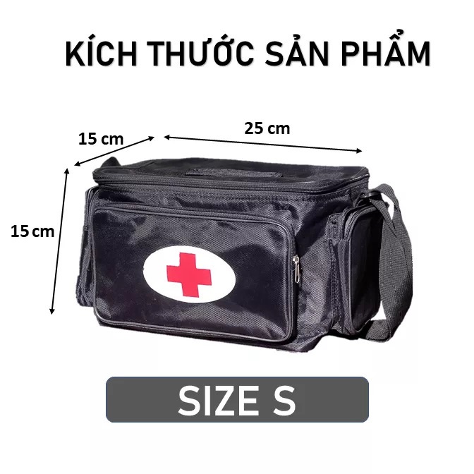 Túi y tế cứu thương Đen nhiều kích thước