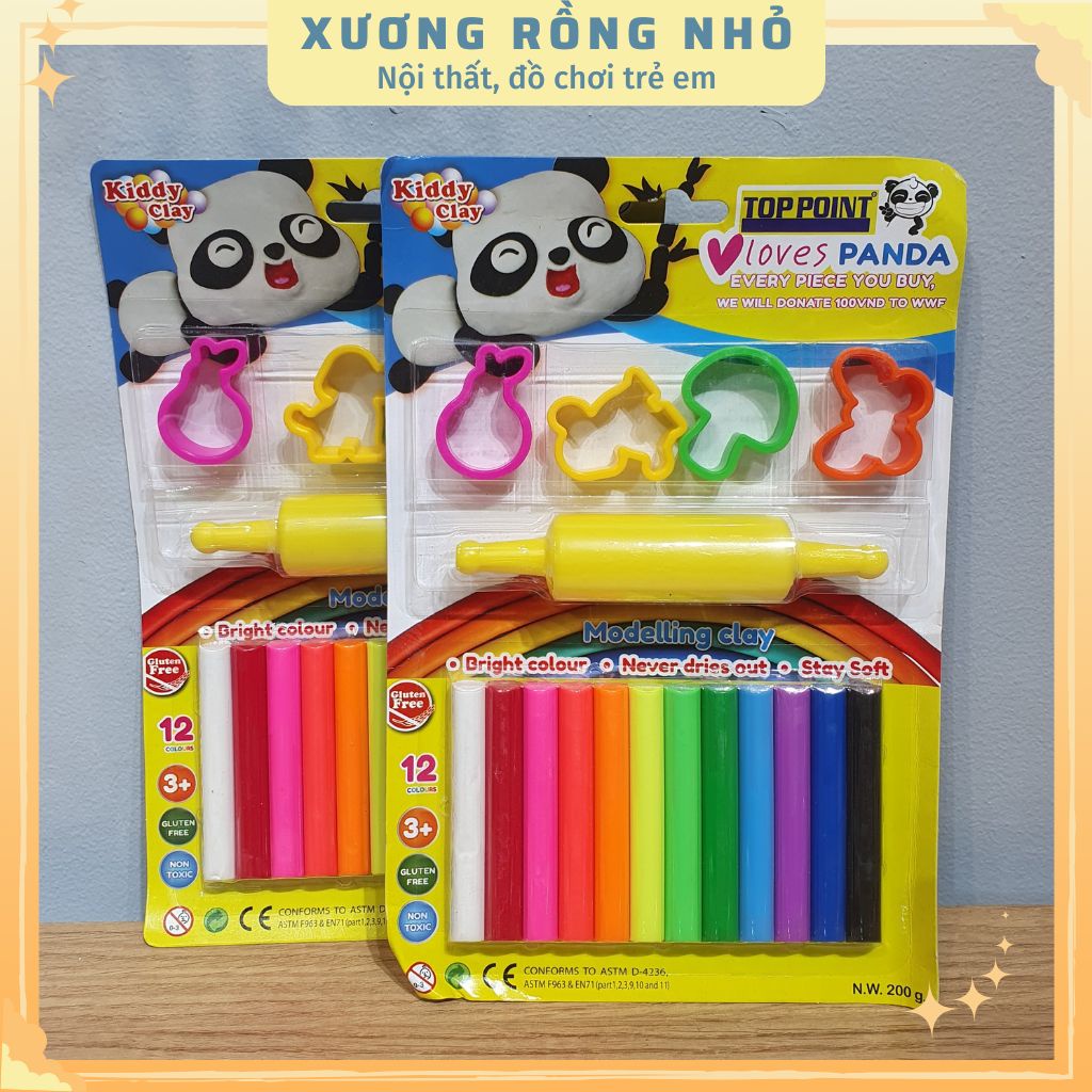Đất Sét Nặn 12 Màu kèm 4 khuôn và con lăn