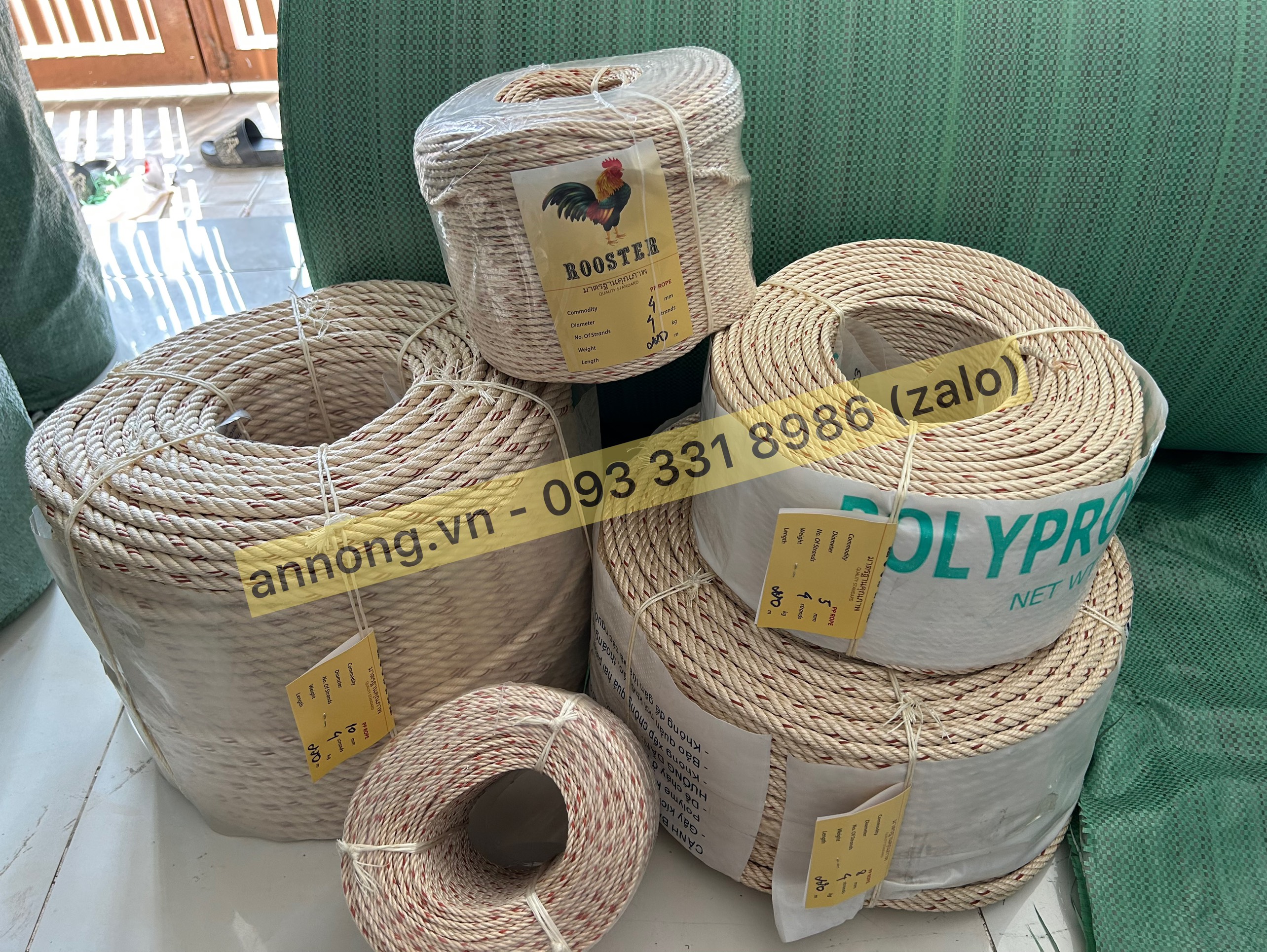 Dây Bô Thái, Dây Thừng Chịu Lực Con Gà 4mm - 10mm (bán theo cuộn dài 220m), Dây Bô Con Gà, Dây Thừng 4 Tao