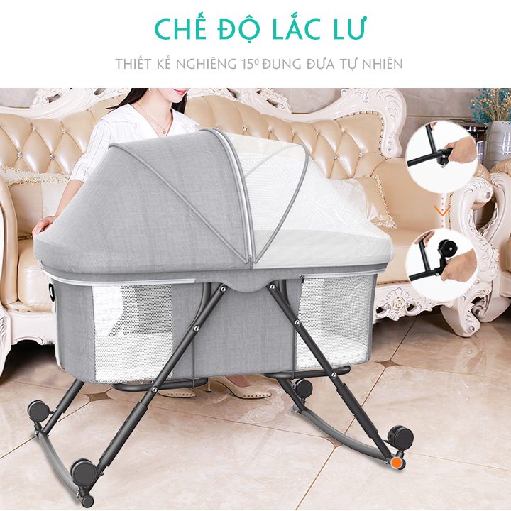 Giường cũi nôi chơi cho bé đa năng