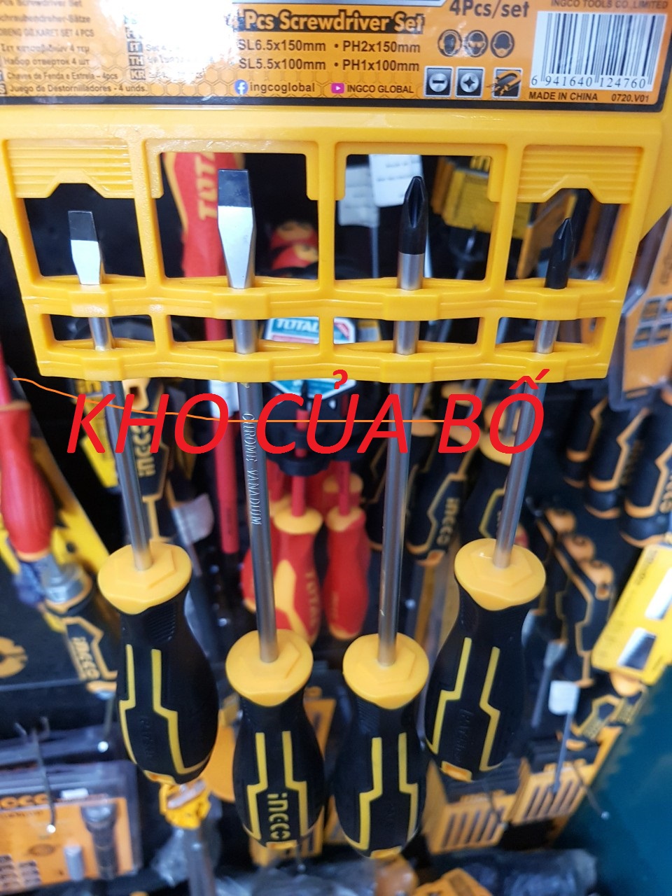 Bộ 4 tua vít  dẹp & bake ingco HKSD0428