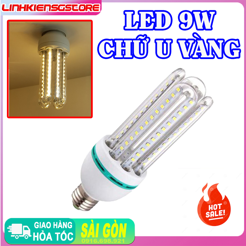 [HCM]BÓNG ĐÈN LED 9W ÁNH SÁNG VÀNG CHỮ U- NGUỒN 220V