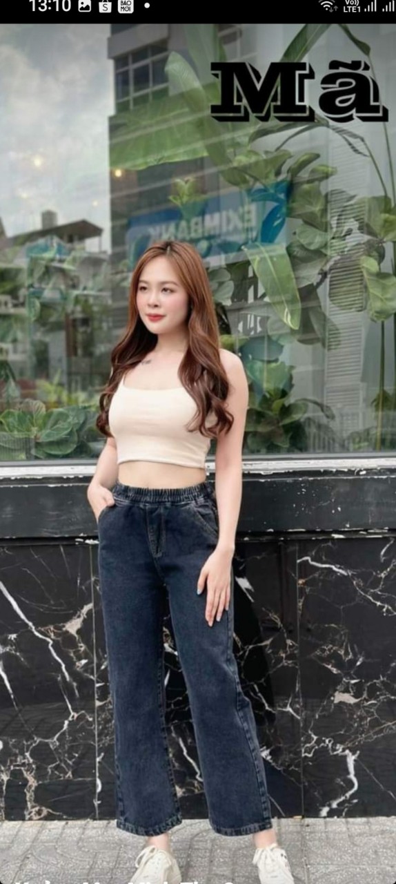 [35-60kg] Quần jean baggy nữ dáng dài lưng thun ống rộng màu xám