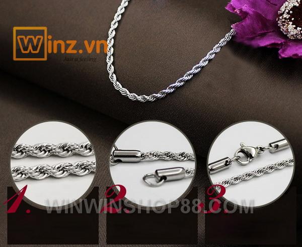 Dây chuyền xoắn 2mm DC06 dài 49 cm (màu bạc)