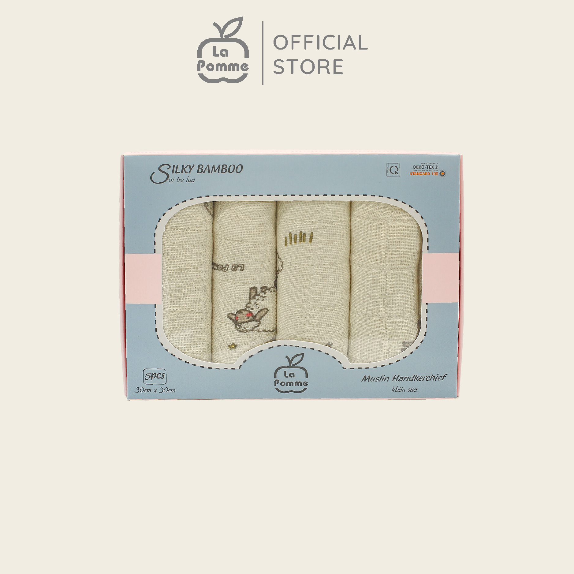 K001 Set 5 Khăn sữa sợi tre lụa (30x30) La pomme