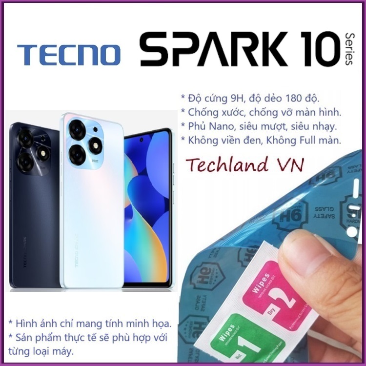 Cường Lực Phủ Nano Tecno Spark 10 / Spark 10C / Spark 10 Pro 4G 5G - Trong Suốt, Không Full Màn, Không Viền Đen