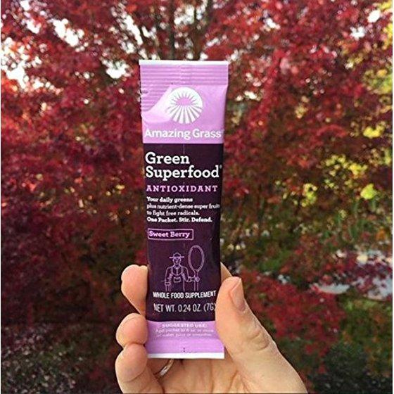 Bột siêu thực phẩm hữu cơ hương mâm xôi Amazing Grass gói lẻ 8g