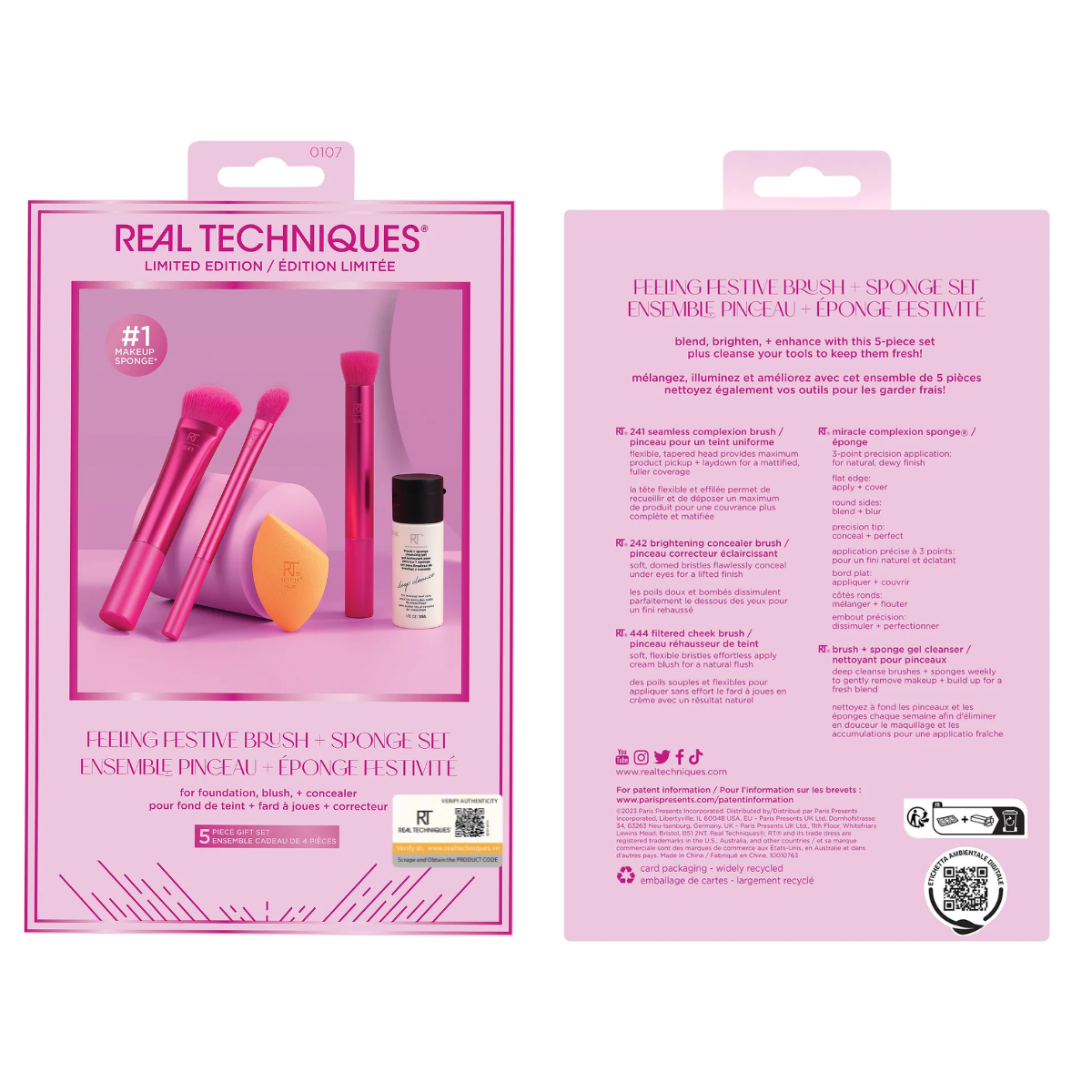 Bộ cọ trang điểm RT Real Techniques limited edition feeling festive brush sponge set