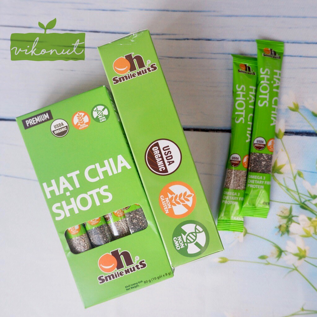 Hạt Chia Shots hữu cơ mix trắng đen [2 hộp, mỗi hộp 80gr] - Chia Seed