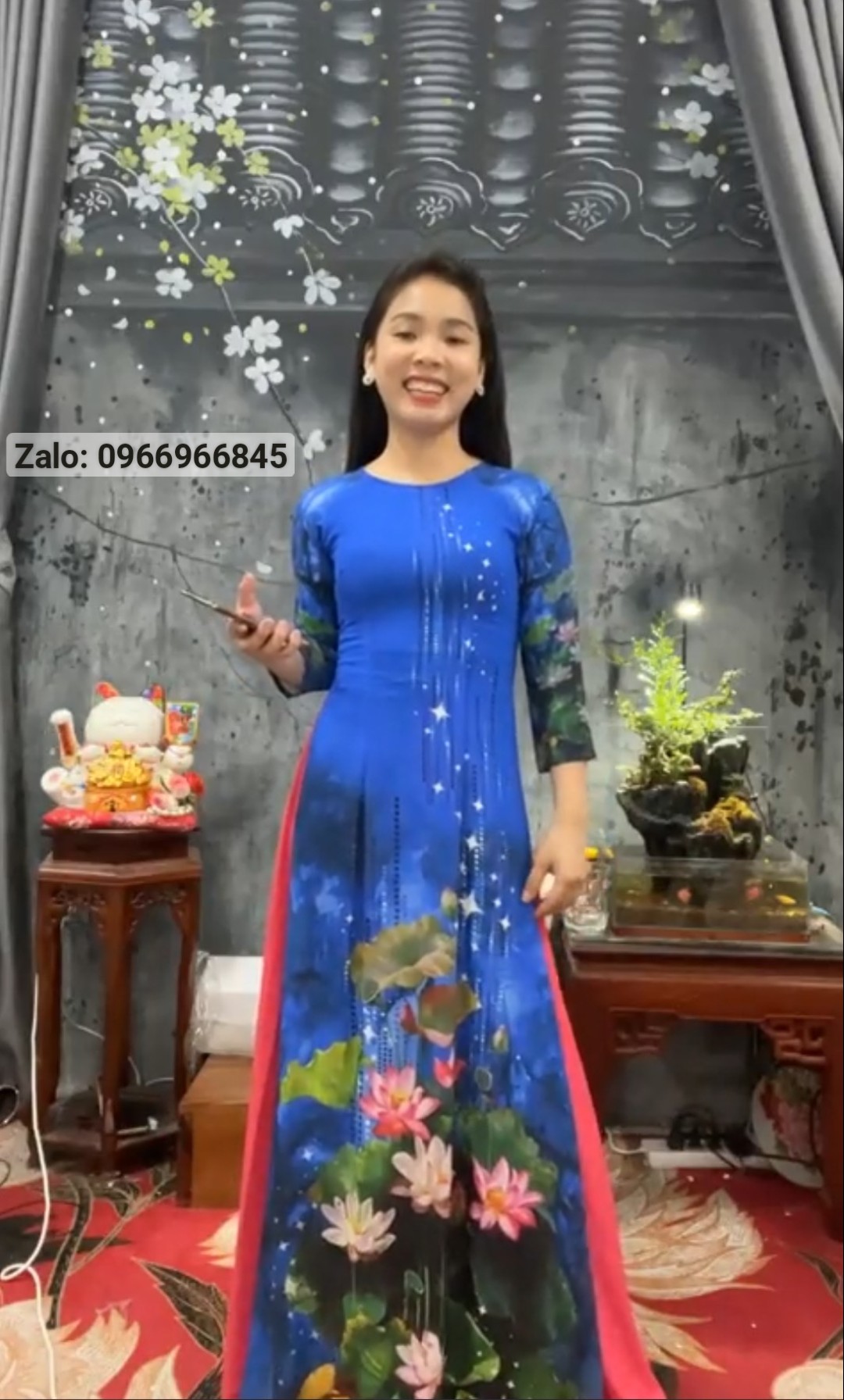Áo dài lụa tằm cao cấp in 6D sắc nét, sang trọng, áo dài cho mẹ - Áo Dài Đan Linh