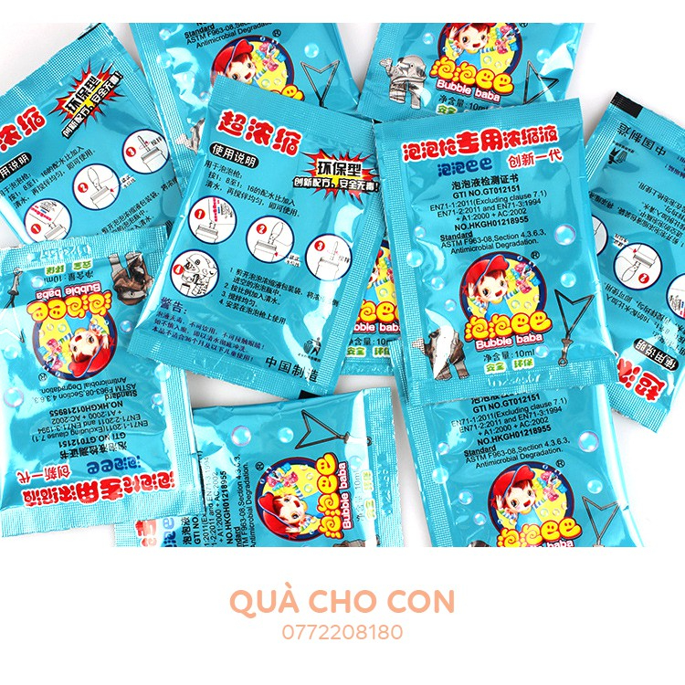 Nước Thổi Bong Bóng Xà Phong - SET 10 Gói  (Dung Dịch Pha Nước Thổi Bóng Bóng )