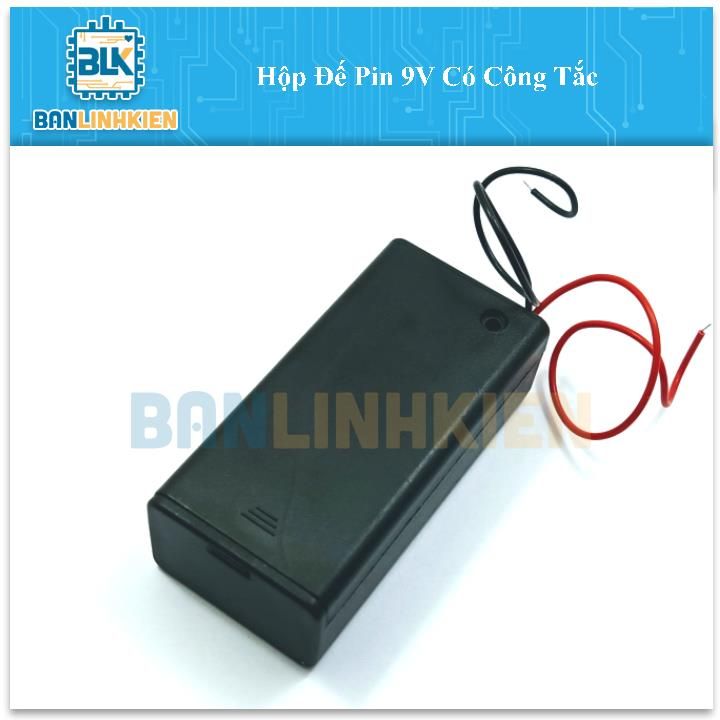 Hộp đế pin 9v có công tắc