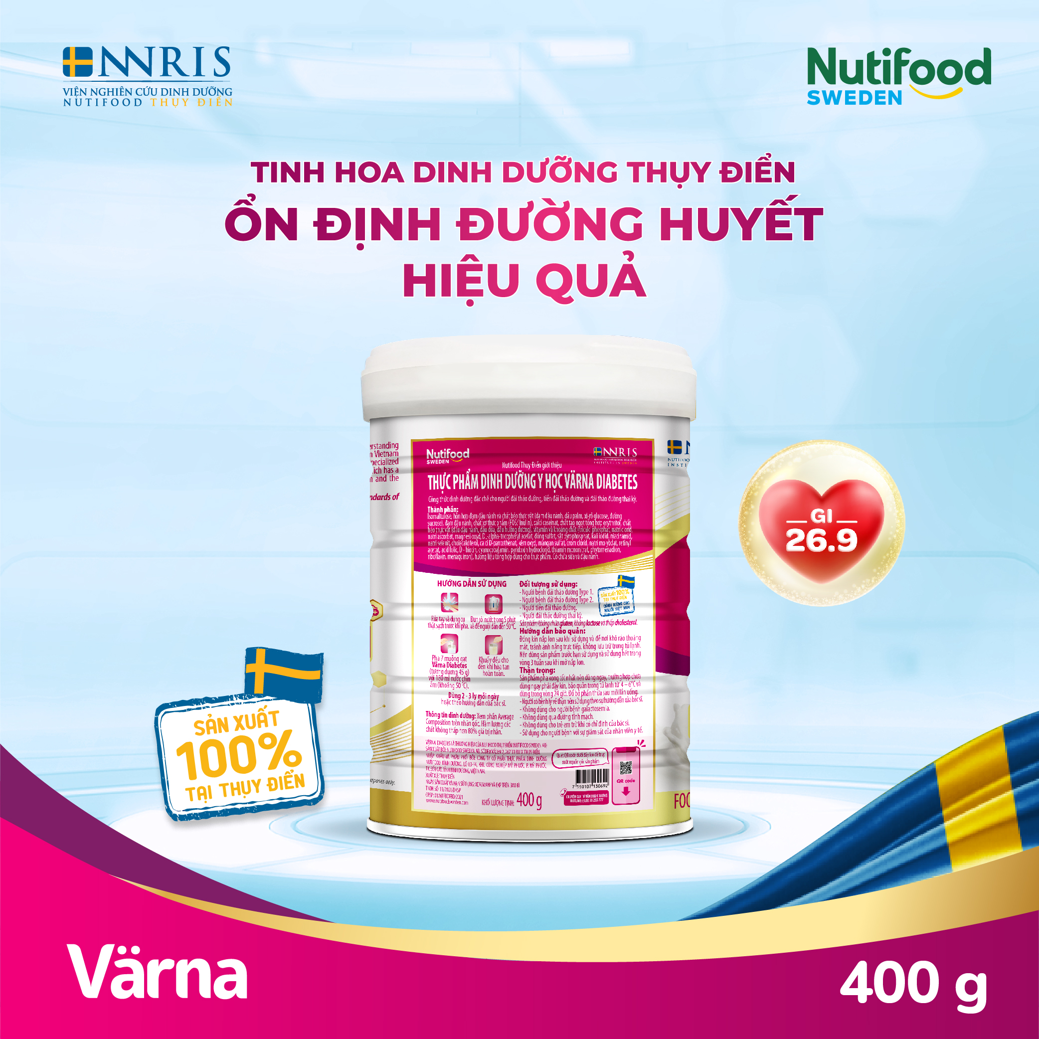 Sữa Bột Värna Diabetes lon 400g[Ưu đãi vận chuyển]