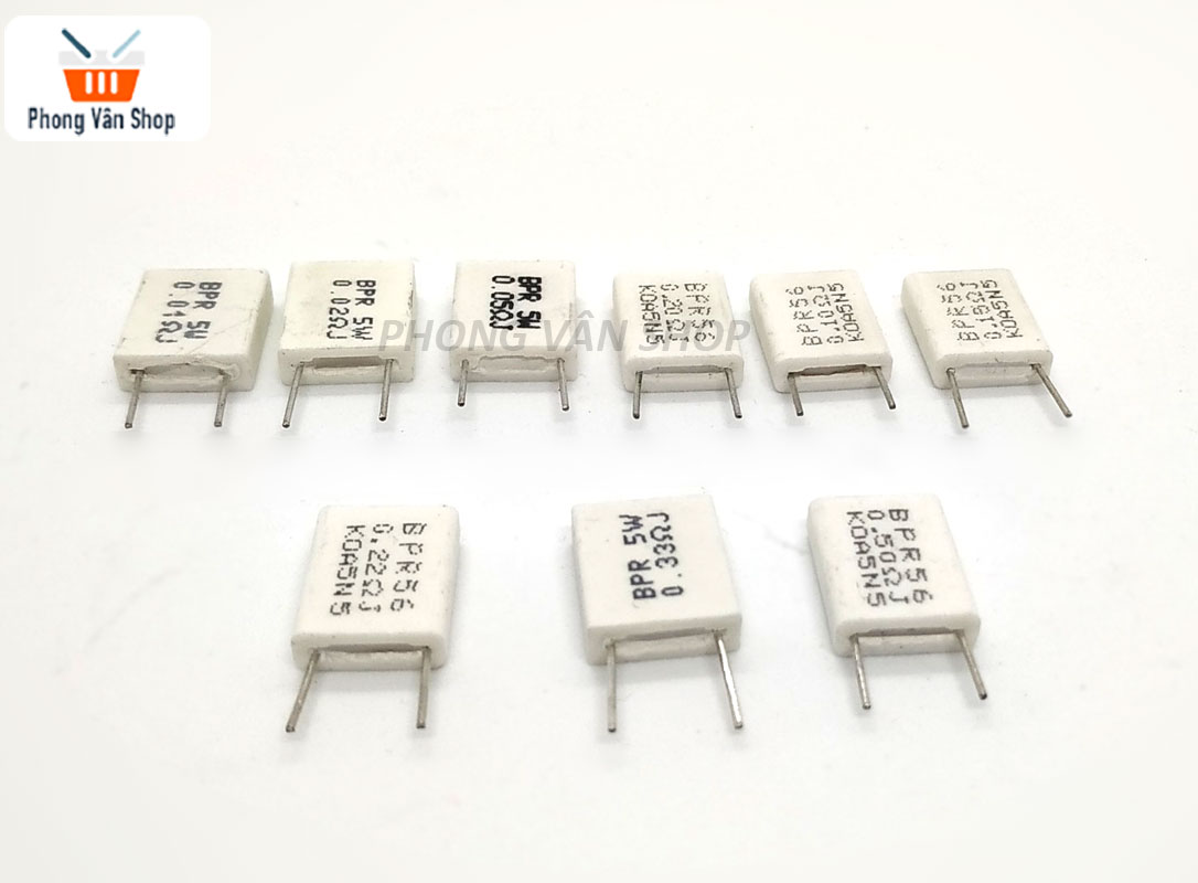 5 Điện trở sứ 5w các loại - 0.01 0.02 0.05 0.20 0.10 0.15 0.22 0.33 0.50 ohm - Trở đứng