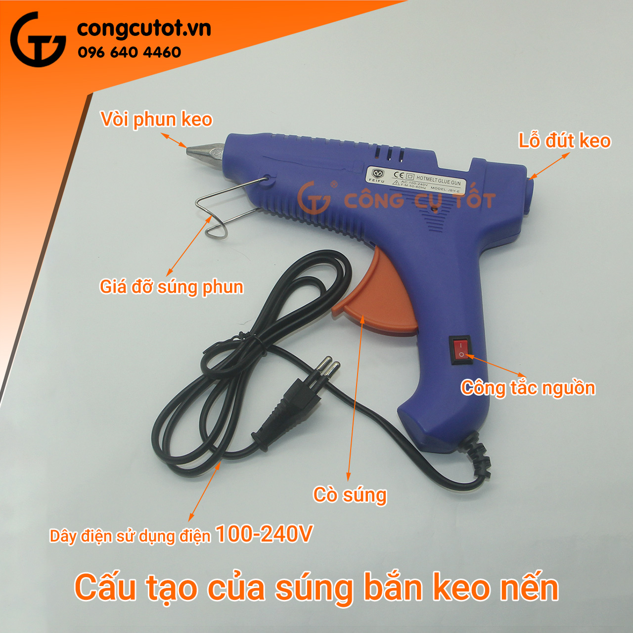 Súng bắn keo nến loại to 100W