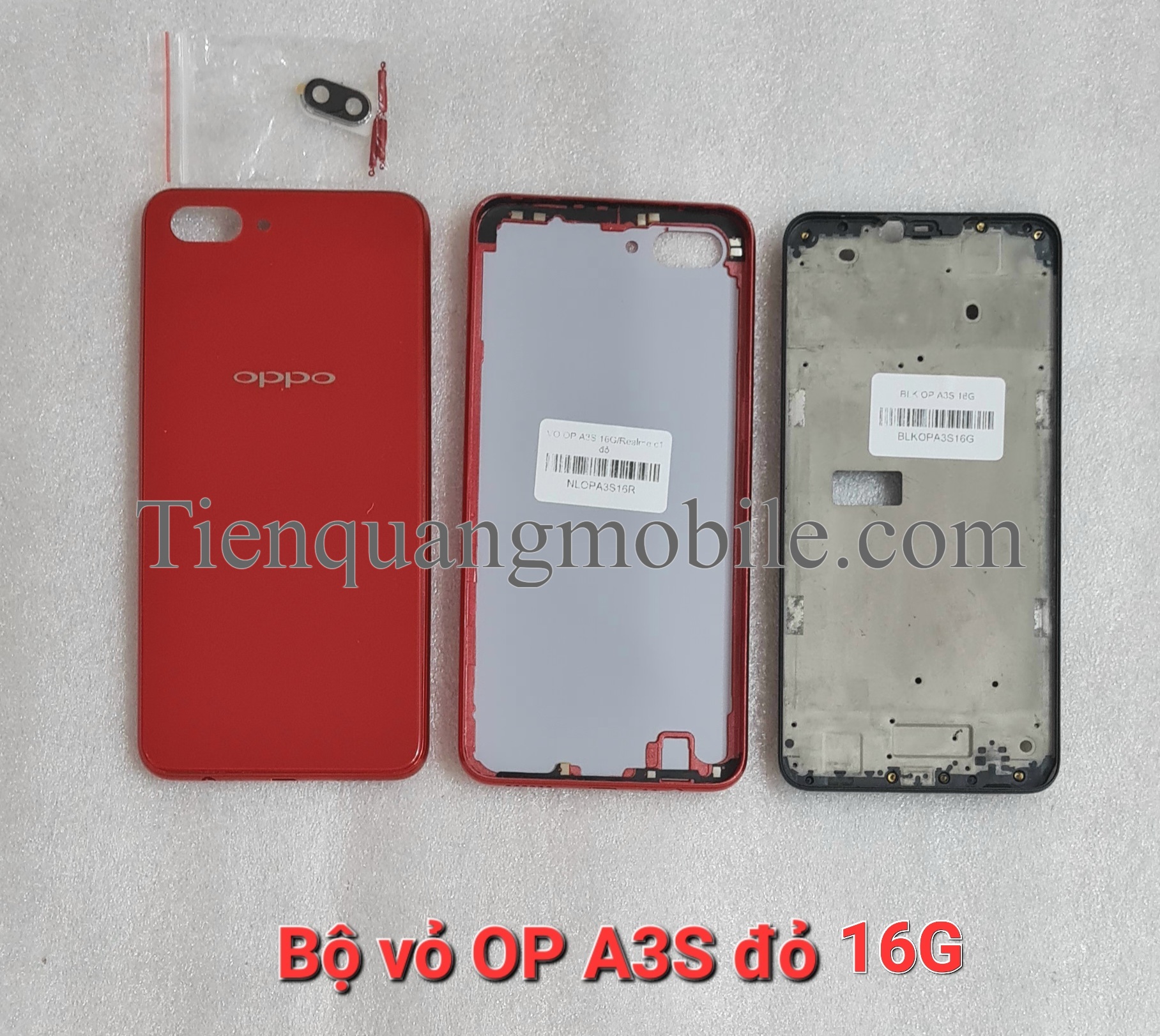 Bộ vỏ Oppo A3S 16GB (Gồm vỏ, xương, kính cam, nút bấm)