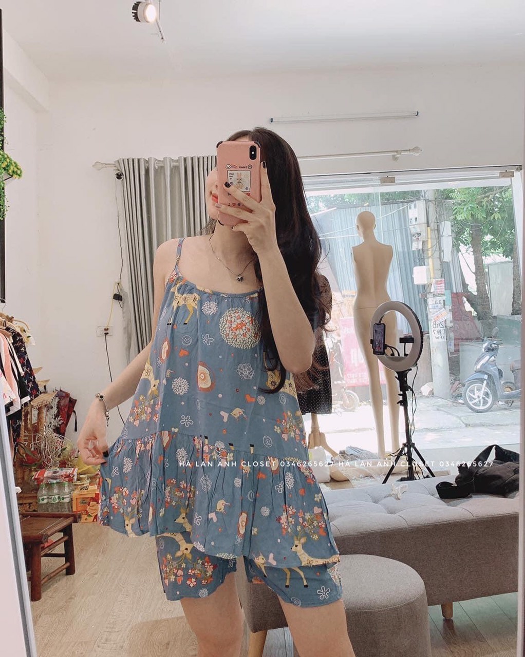 Đồ bộ bầu mùa hè chất đũi lụa mặc đi chơi ở nhà chất siêu mát