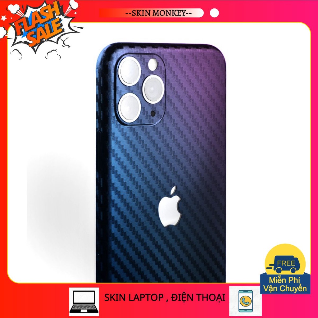 [ Bán Chạy ] miếng dán skin iphone 11 , iphone 11 pro , iphone 11 pro max vân carbon 4D