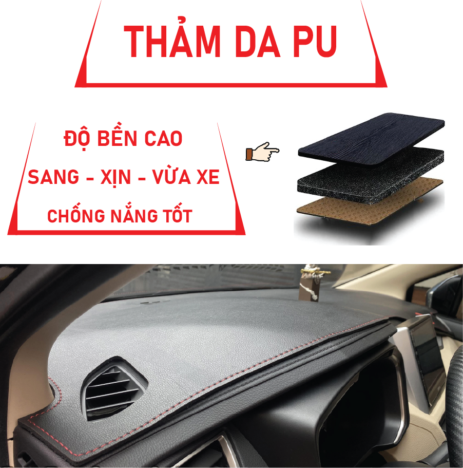 Thảm taplo ford ranger 2016-2023 da pu, da carbon, vân gỗ, nhung có lớp chống trượt cao cấp