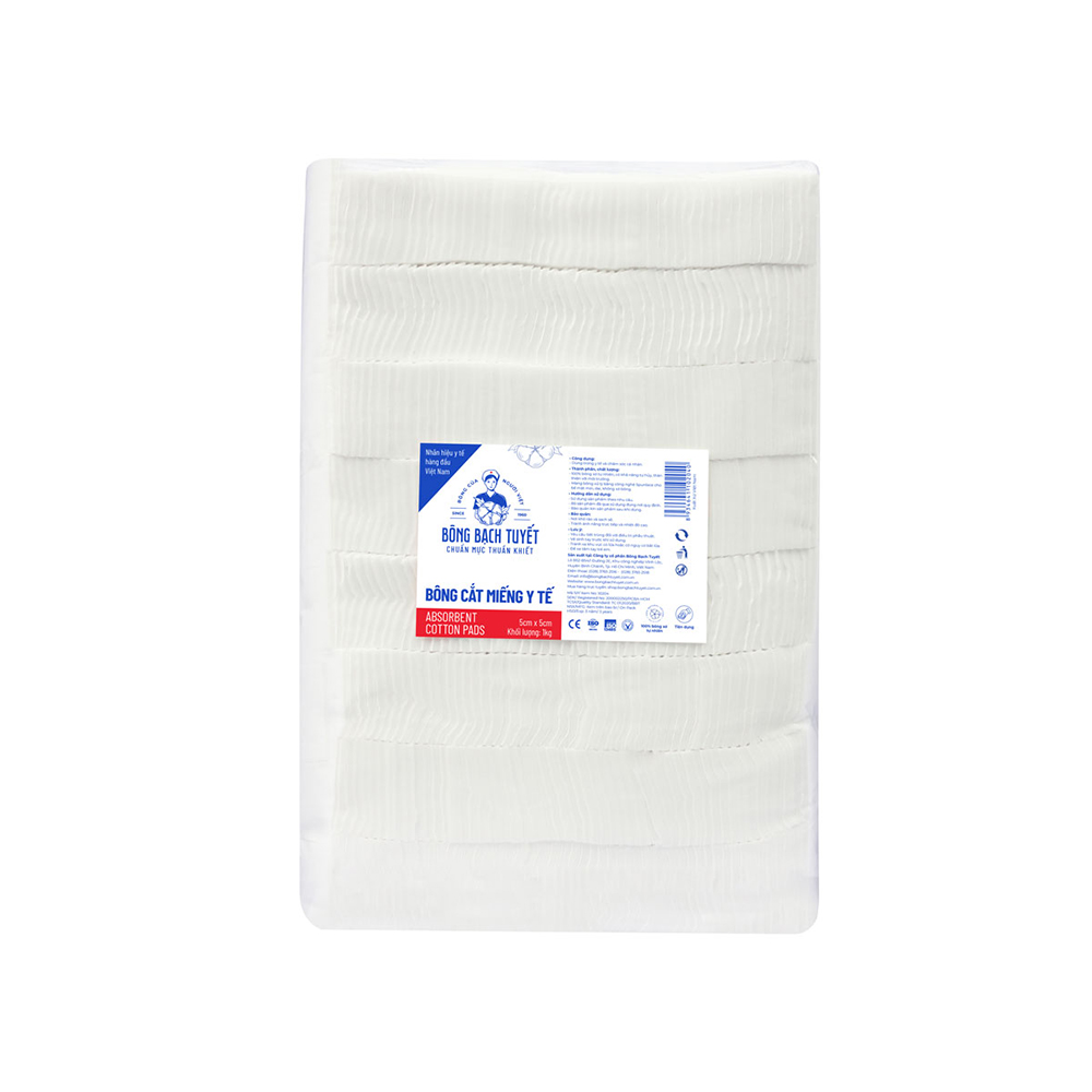 Bông y tế cắt Bạch Tuyết (5cm x 5cm) - 1Kg