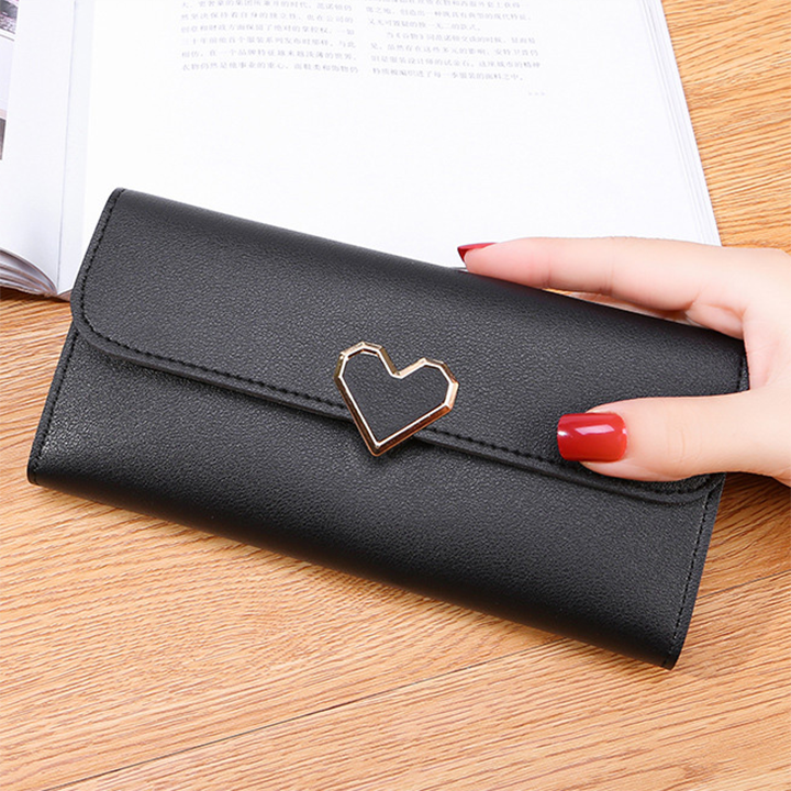 Ví  bóp đựng tiền dáng dài khóa tim cho nữ cầm tay thời trang hàn quốc để tiền, thẻ tiện lợi khoá tim xinh xắn
