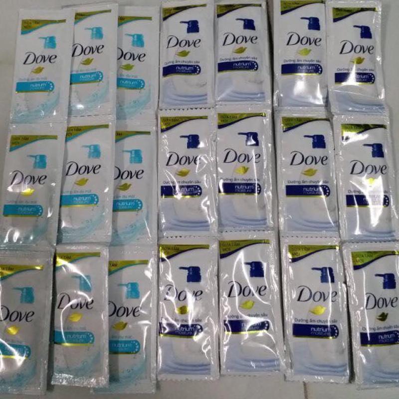 Combo 100 gói sữa tắm Dove 6g ( 50 gói dưỡng ẩm chuyên sâu + 50 gói dưỡng ẩm dịu mát) nhập khẩu