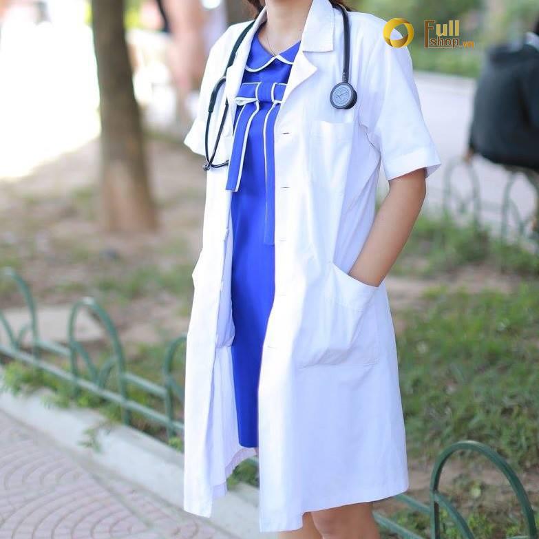 Áo Blouse nữ cộc tay, áo phòng thí nghiệm, dược sĩ nữ - cộc tay