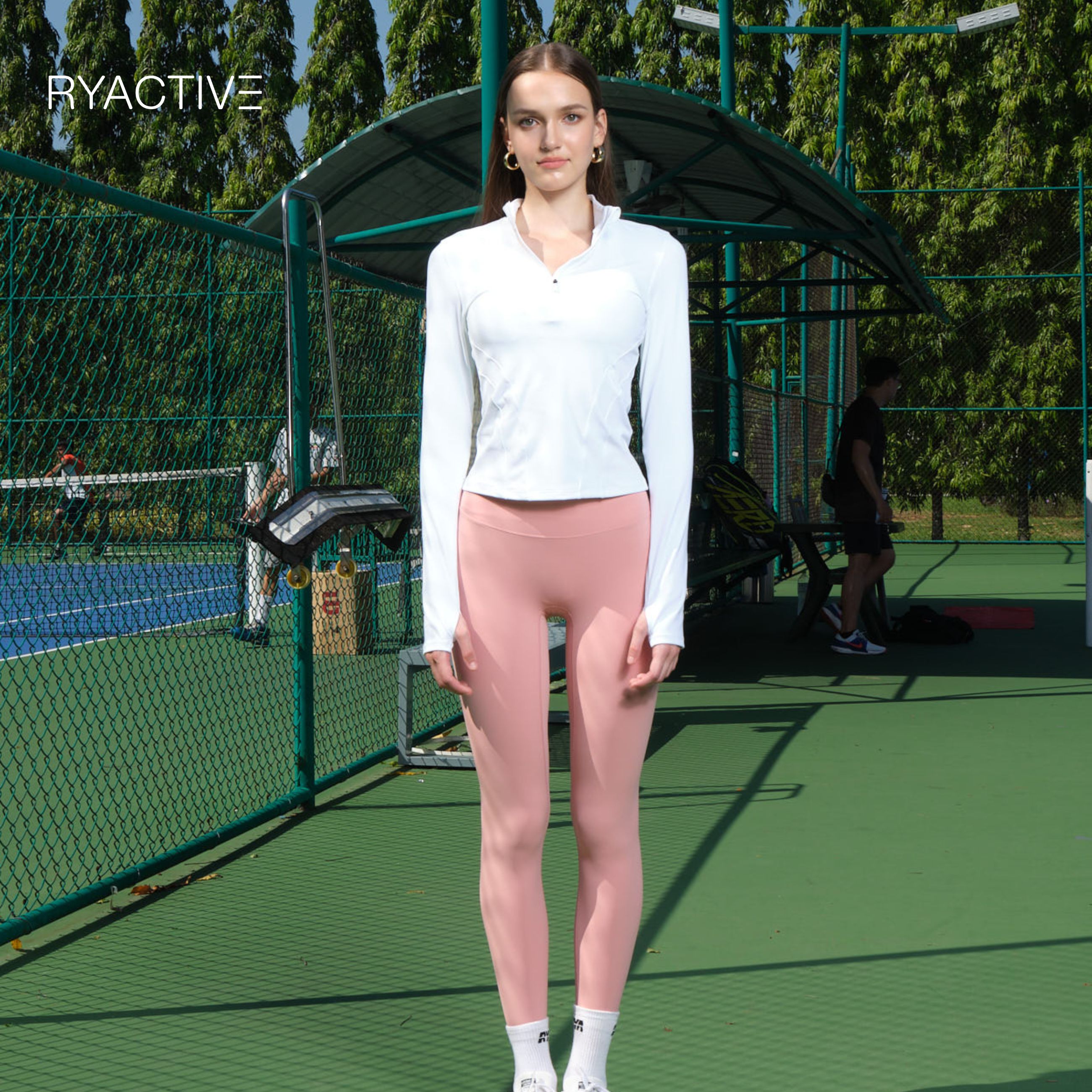 Áo thun thể thao tay dài RYACTIVE - ZIPPER LONGSLEEVES White