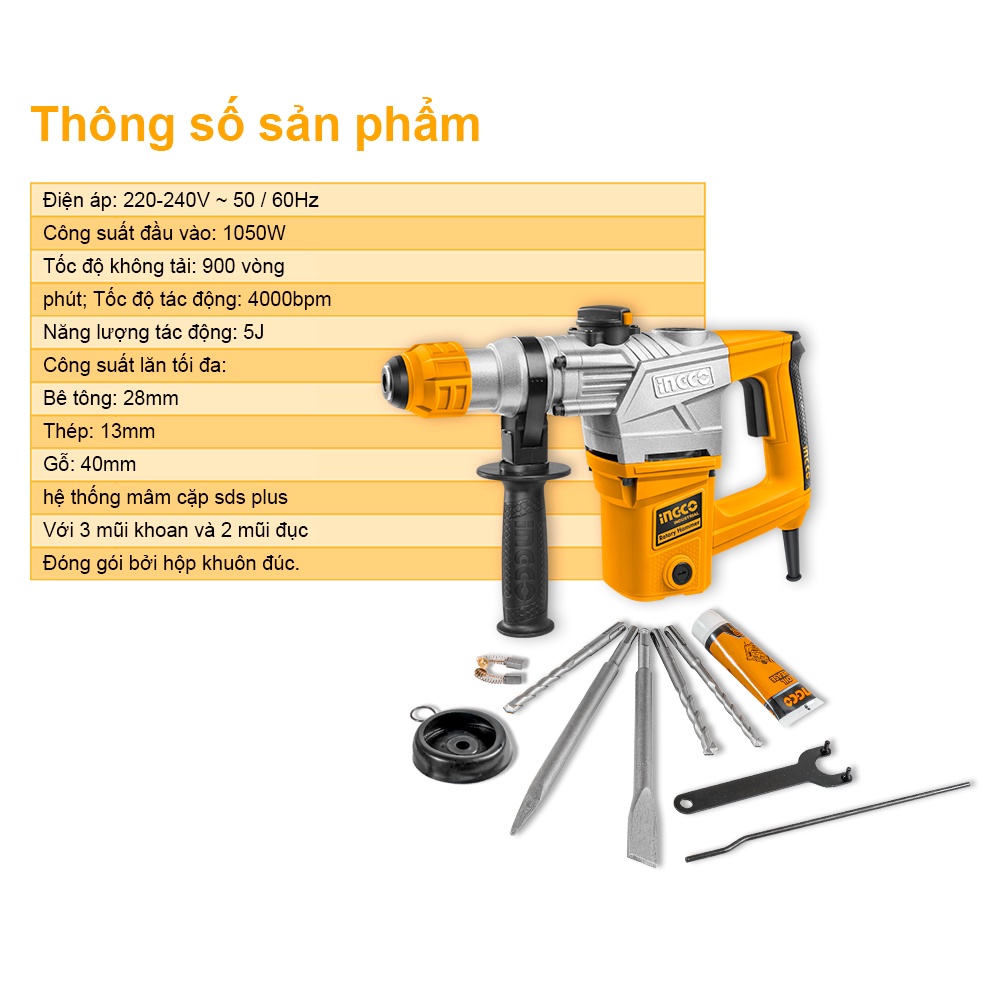 INGCO Máy khoan đục-1050W RH10508