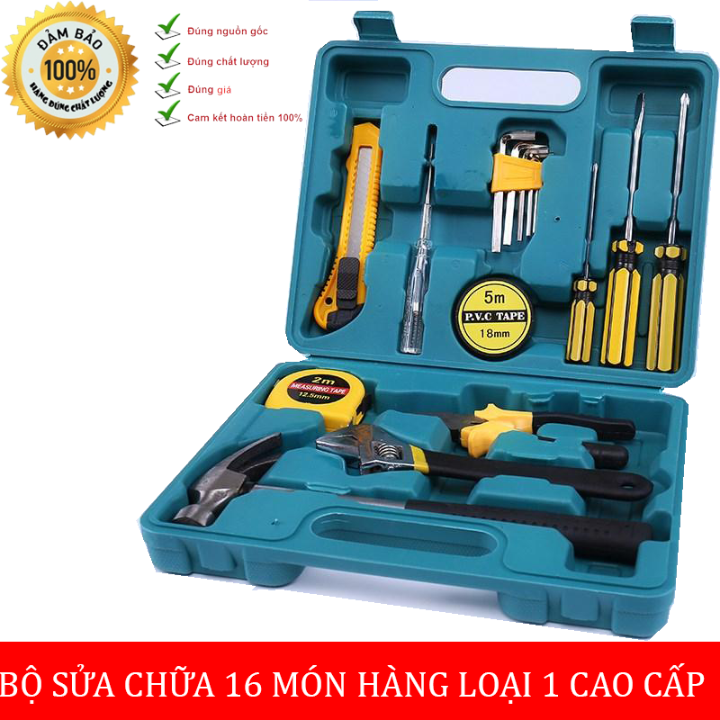 [BAO CHẤT LƯỢNG] Bộ dụng cụ sửa chữa đa năng 16 chi tiết, bo dung cu sua chua, bộ dụng cụ sửa chữa xe máy ô tô đa năng - bộ đồ nghề sửa chữa