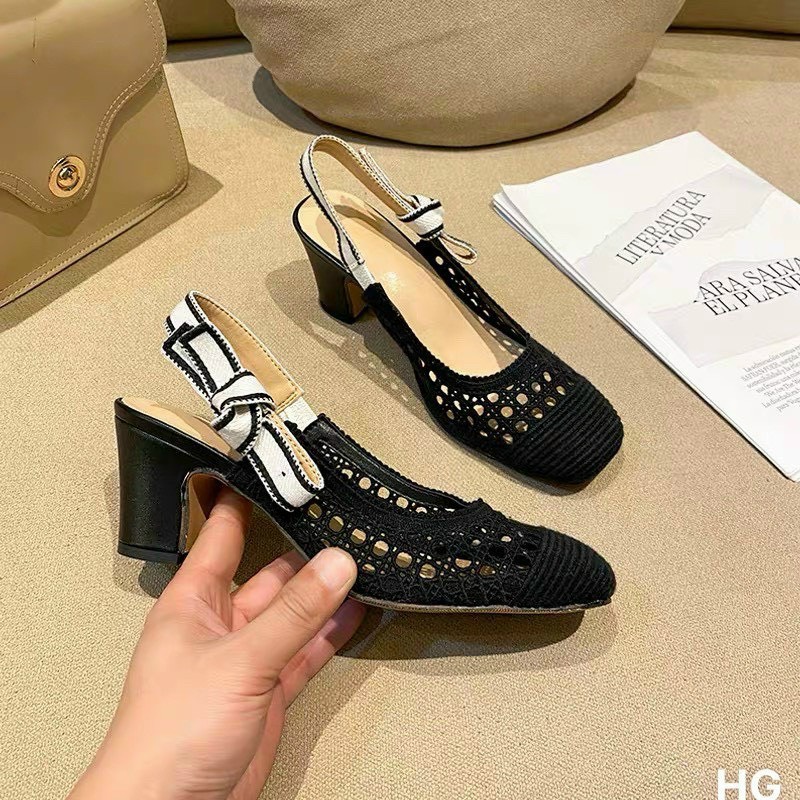 Sandal nữ hở gót 2 màu đen kem lên chân đẹp!!