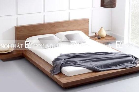 Giường ngủ gỗ công nghiệp và tab đầu giường