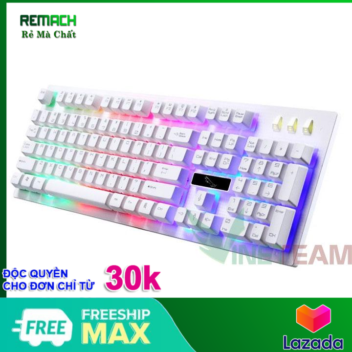 Bàn Phím Cơ Quận 7 | Top bán chạy Lazada Shopee Sendo Tiki 10 Bàn phím G20 LED 7 Màu giả cơ game chuyên game (Trắng)