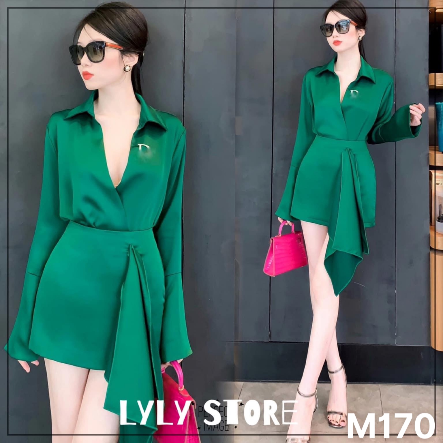 Set áo tay dài kèm váy tuyết nhung đính phụ kiện M170