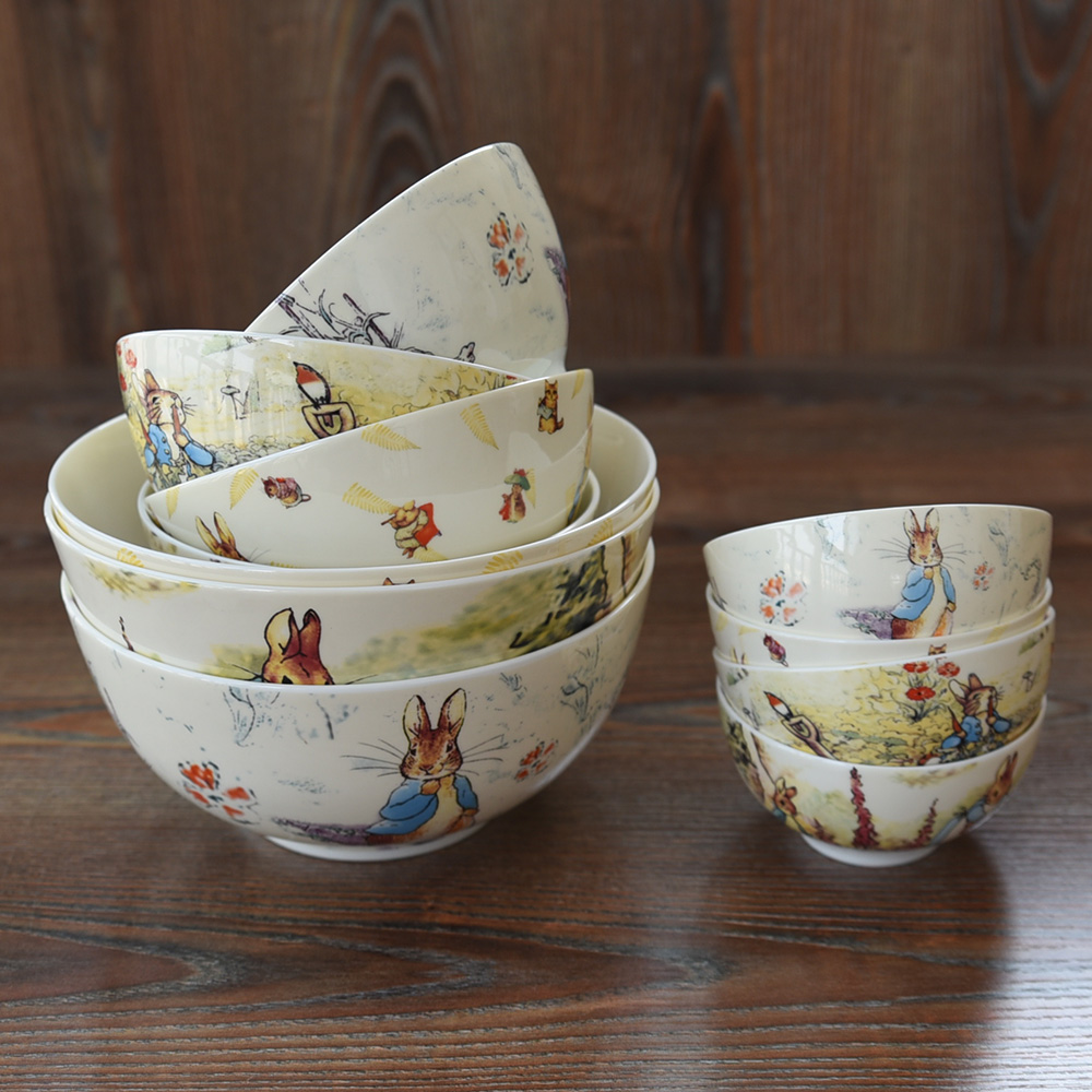 Bộ chén đĩa ăn cơm Peter Rabbit set 20 món gốm sứ cho gia đình hình các Chú Thỏ Đáng Yêu