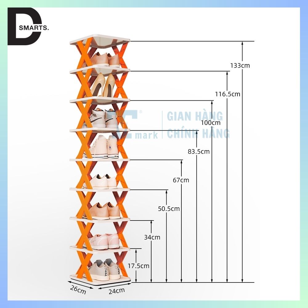 Kệ Để Giày Dép Đa Năng Dễ Tháo Lắp 5,6 Tầng , Kệ Trang Trí Decor Chữ X Hiện Đại Chất Liệu Nhựa PVC Cao Cấp
