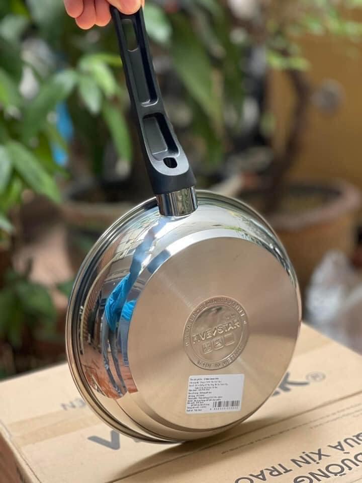 chảo chống dính inox FIVE-STAR - 3 đáy cho bếp từ