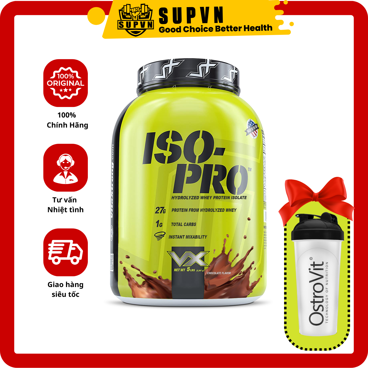Iso Pro - Whey hydrolyzed isolate VitaXtrong Sữa tăng cơ 5lbs (2.4kg)