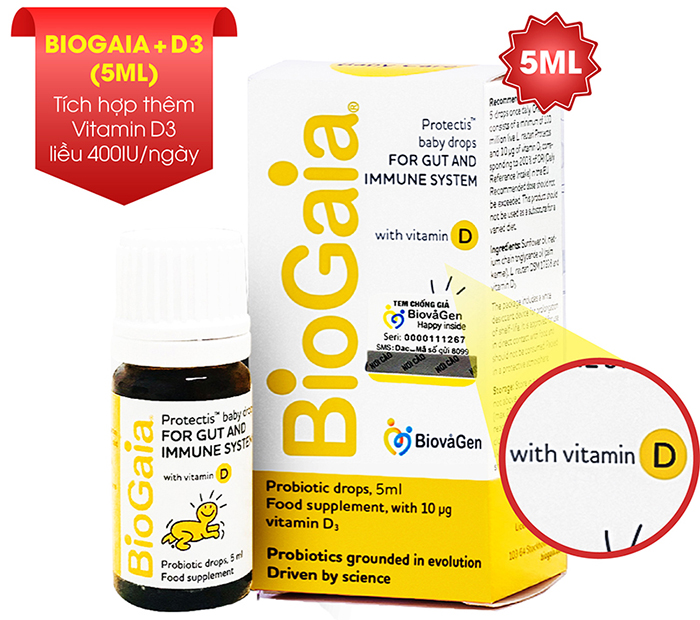 Men vi sinh Biogaia Protectis + Vitamin D3 (5ml)